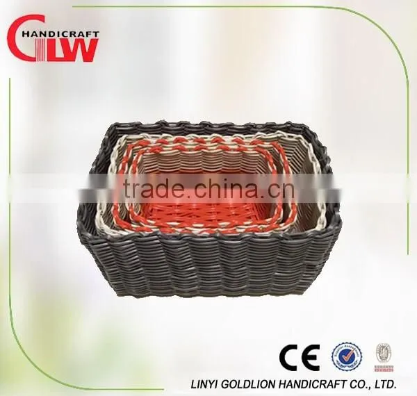 Casual woven plastic laundry basket