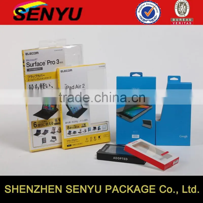 custom laptop packaging design, clear PVC window paper box packaging