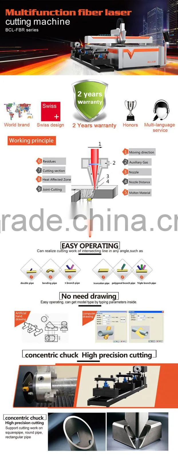 Bodor 2 years warranty metal tube laser cutting machine