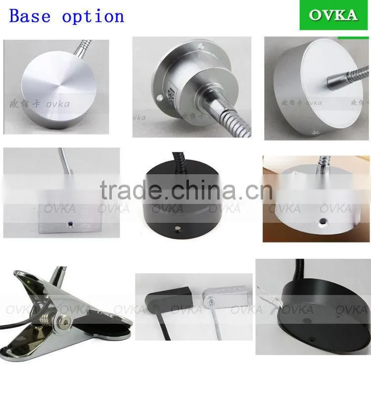 3W Hotel Reading Lamp LED wall light bedside reading lamp with flexible gooseneck on/off switch