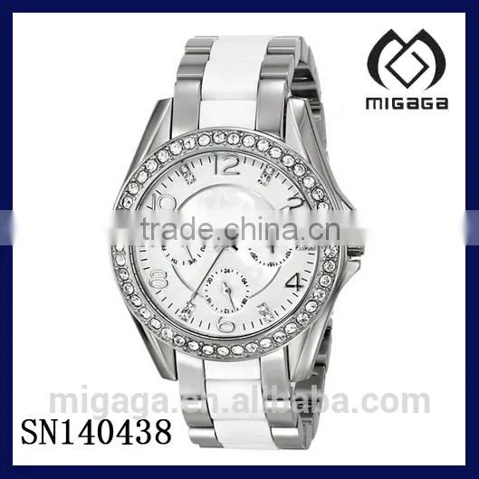 ceramic setting with stainless steel chain watch high quality mechanical watch