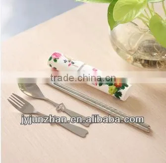 Stainless travel chopsticks spoon set with plastic box packing and nice design
