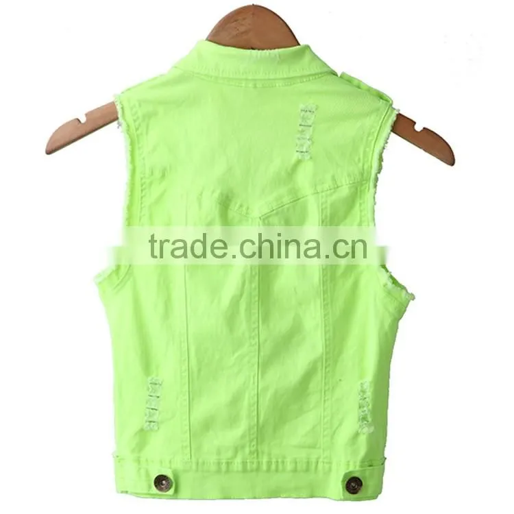 Made in China Latest fashion designs woven sleeveless beaded lemon and orange color ladies jacket for women