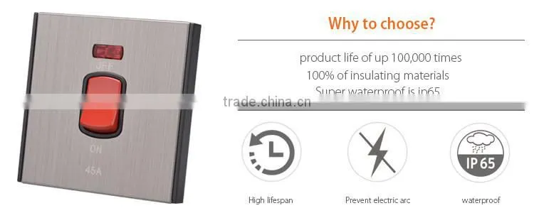 V0 fireproof PA with CE 45A air condition wall switch