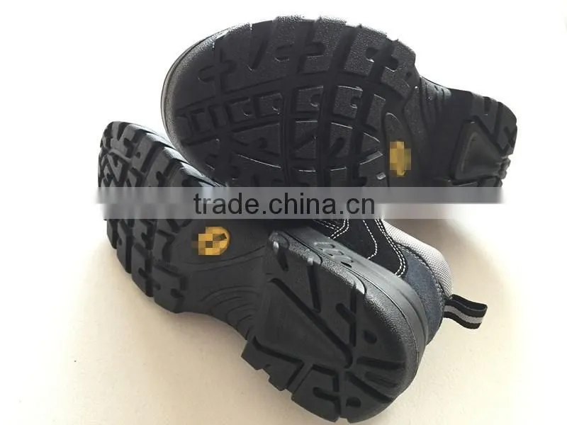 2015 best selling low price embossed leather safety shoe, industrual work safety shoe, middle cut, black, HW-2002