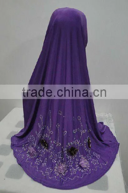 H110 latest muslim hijab with flower rhinestone design on back