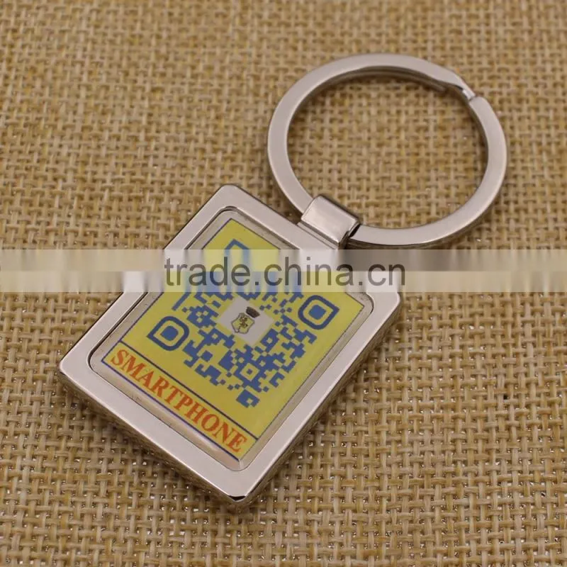 Promotion Custom Rectangle Metal Printing QR Code Keychain