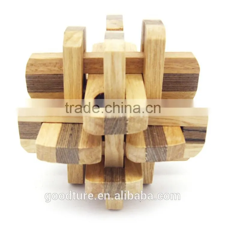 2015 Hot Sale Wooden IQ Intelligent Puzzle Magic Puzzle Kongming Lock Brain Teaser Model Number GAD1089