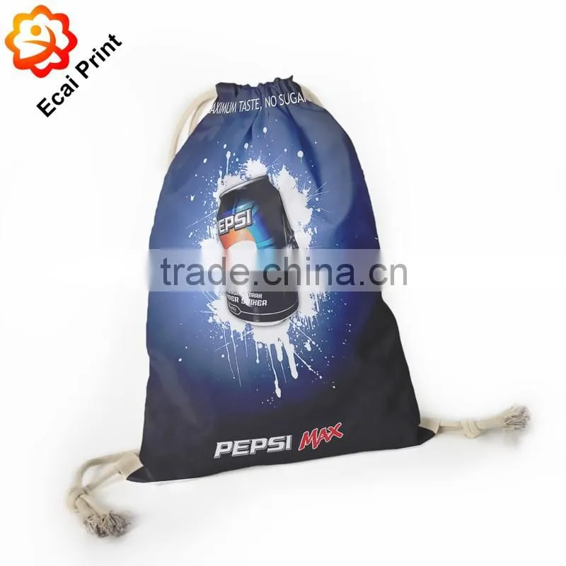 HOT SALE Custom made sublimated digital printing promotional drawstring bag