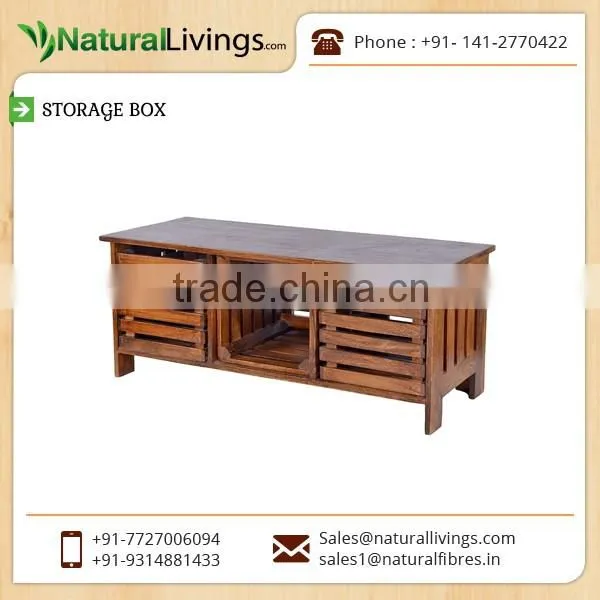 High Quality Tough Wooden Storage Box with Brown Polish