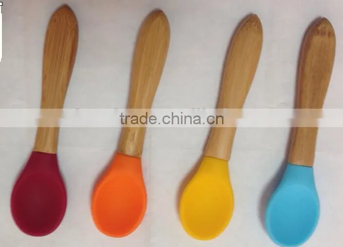 Bamboo silicone spoon with bamboo handle