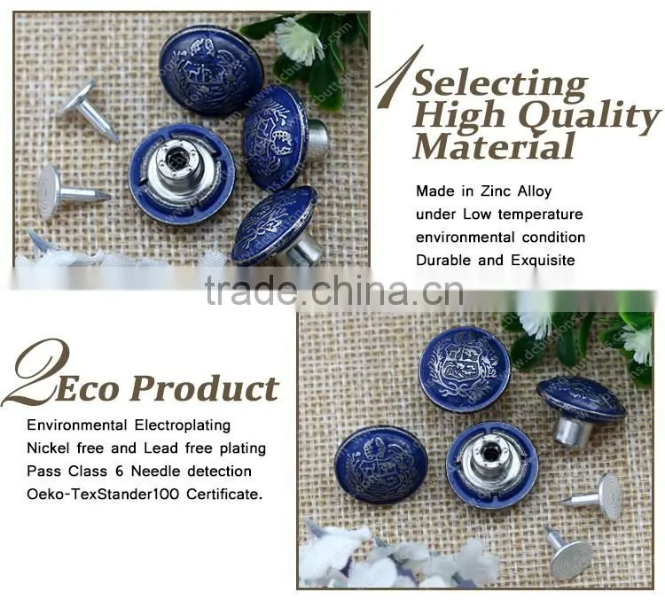 17mm Oeko tex100 wholesale fashion custom metal snap button for jacket