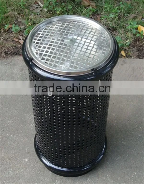 Powder coated metal outdoor ash bin