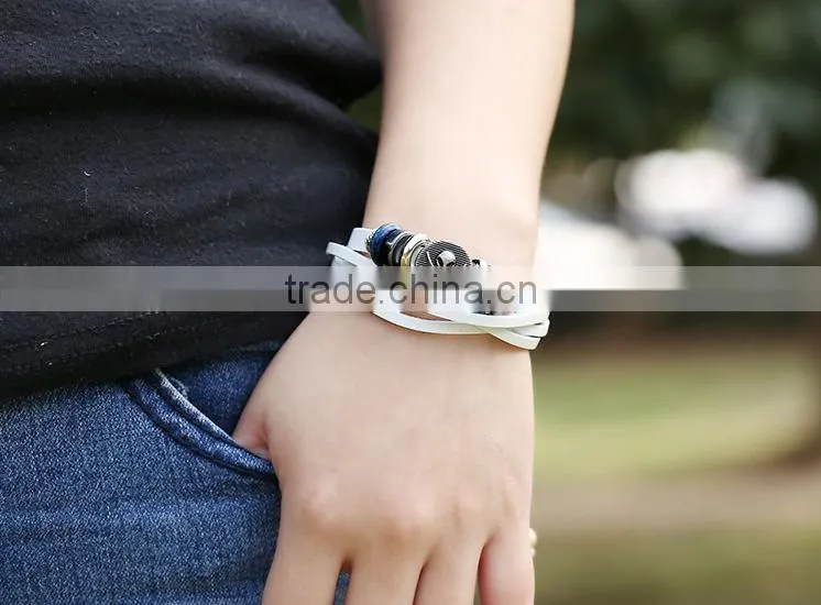 italian white leather bracelet, leather skull bracelets