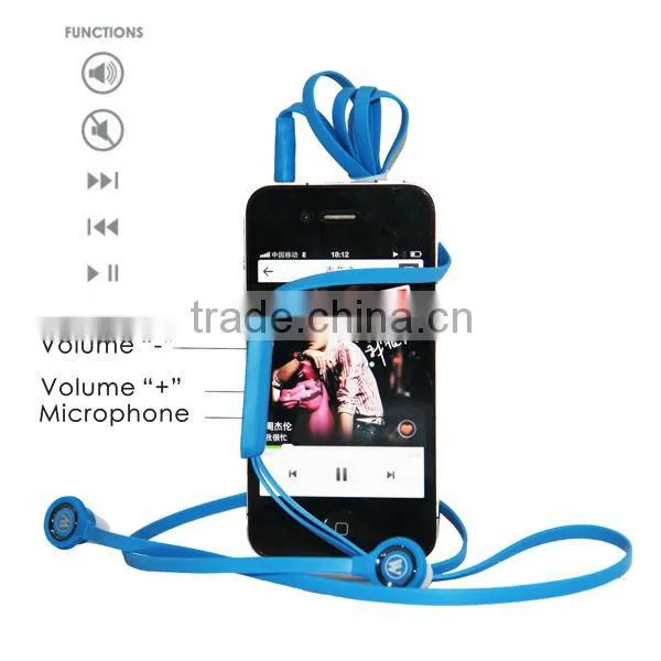Flat cable in-ear earphone With Volume Remote