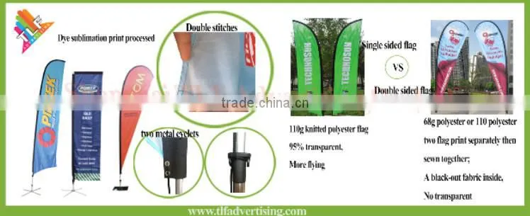 Flying Style and Printed Type outdoor feather fly teardrop banner flag