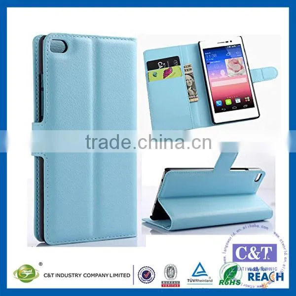 C&T Fashion Card Slot Magnetic PU Leather Flip Case Cover For Huawei Ascend P8