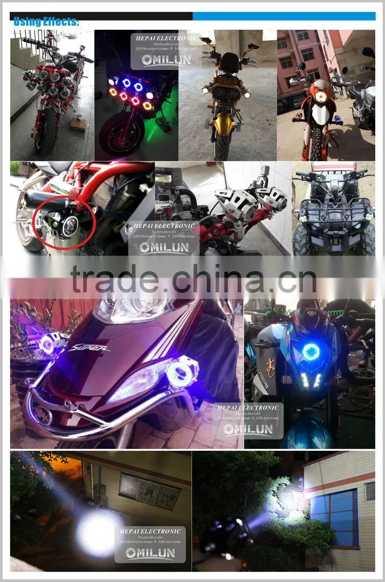 Factory Direct 12-80V U7 Led Headlight with Angel Eyes for Motorcycles