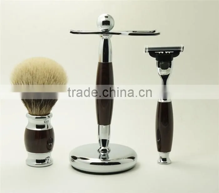 Hot Sale Metal Shaving Bowls Luxury Razors Real Badger Hair Brushes Shaving Set