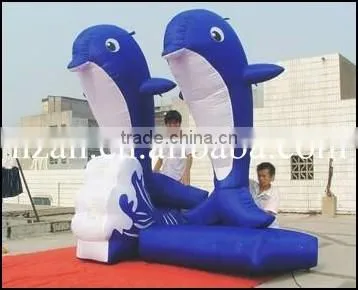 Double Inflatable Dolphin Carton Model for Advertising