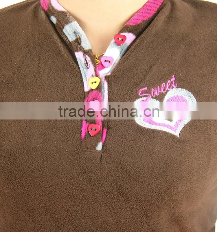 Kevince women polar fleece pyjamas set AOP heart 1000pcs up OEM factory directly