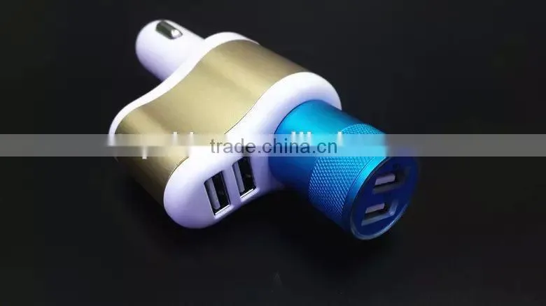 Hot selling universal usb car charger, 3 in 1 cigarette car charger for iPhone/samsung