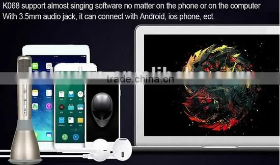 K068 portable mini bluetooth speaker wireless microphone karaoke player