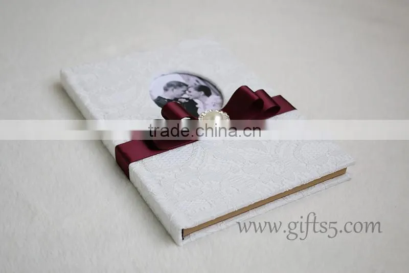 Handmade wedding guestbook with lace hardcover