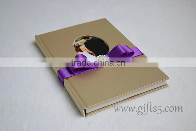 Gold Wedding Guest Book with photo frame