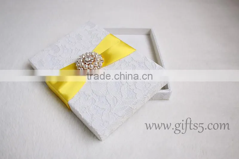 Unique White custom wedding invitation card box