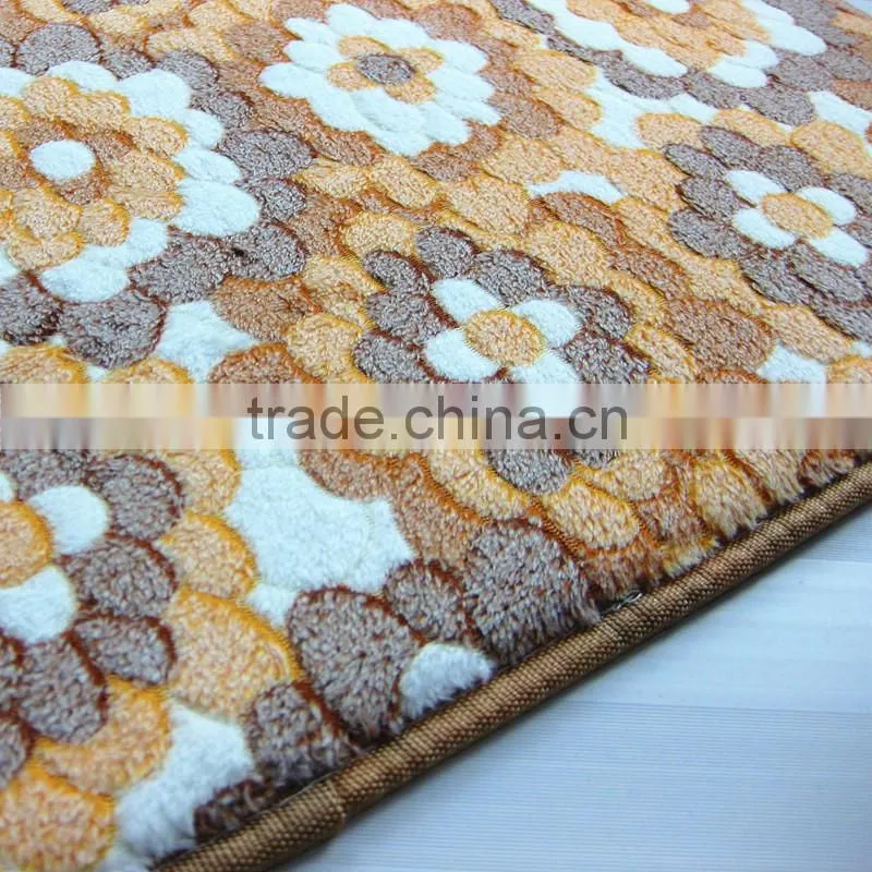 flower pattern coral velvet anti-slip rugs water absorb mat