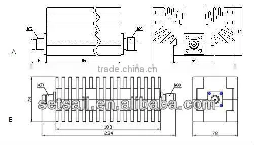 DC-10GHz 200W fixed Attenuator RF N 30/40dB