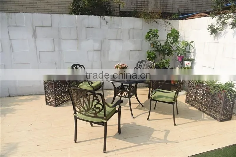2016 Cast Aluminum Powder Coated Garden Table Set with Cushion - Antique Bronze