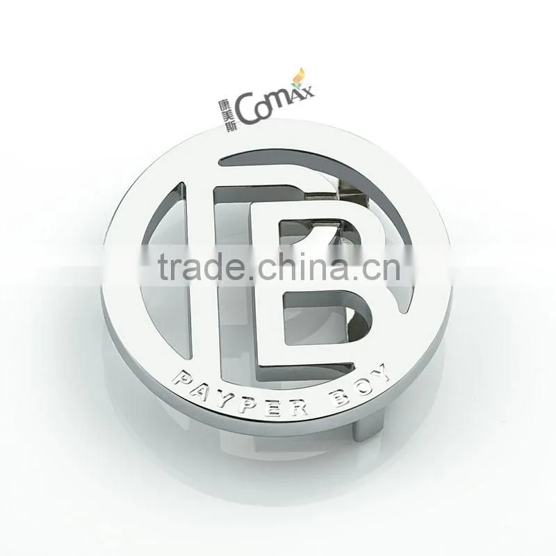 Hollow round metal custom belt buckle with engraved logo