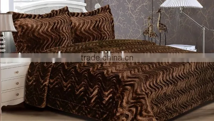 modern high quality solid color PV plush throw faux fur blanket/mink blanket