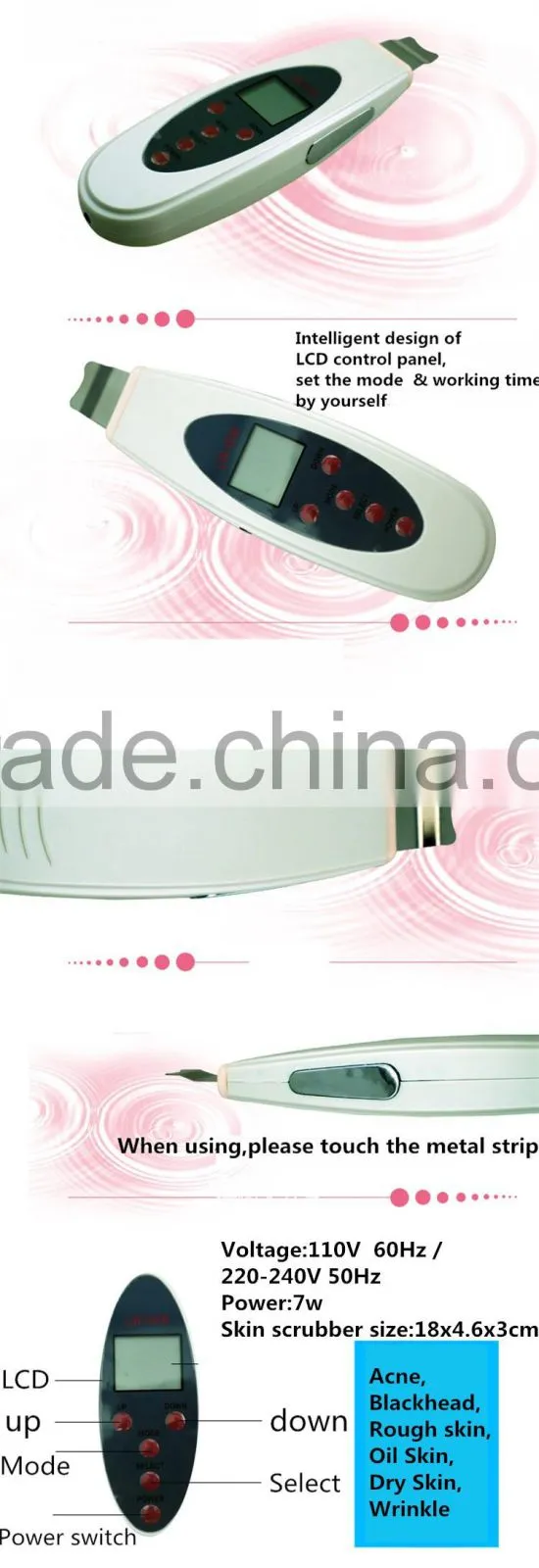 Professional home washing mini type ultrasonic skin scrubber for facial cleaning