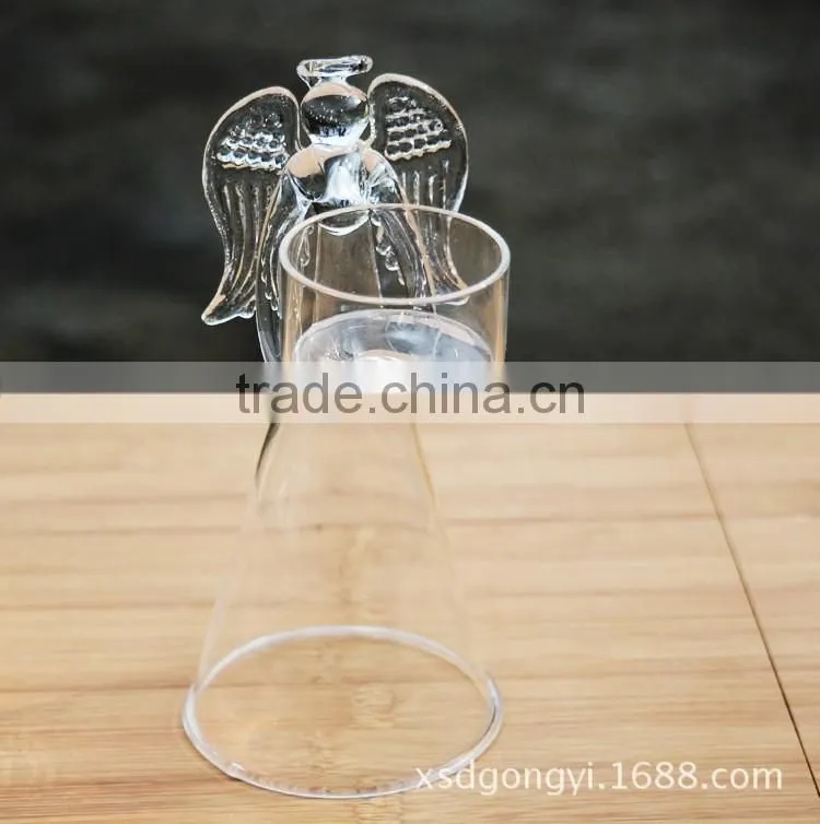 Angel wing glass candle holder