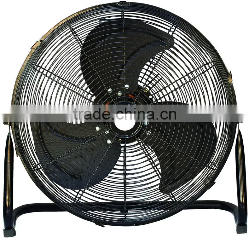 Industrial standing floor fan metal blades