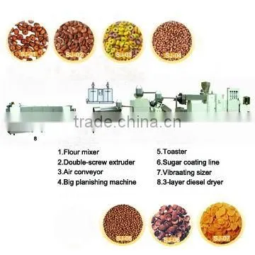 Corn flakes breakfast cereal process line from JInan dayi food machinery