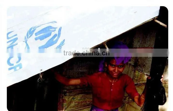 covering refugee tarpaulin, high tensile relif tent tarpaulin, black stripe reinforced tarpaulin