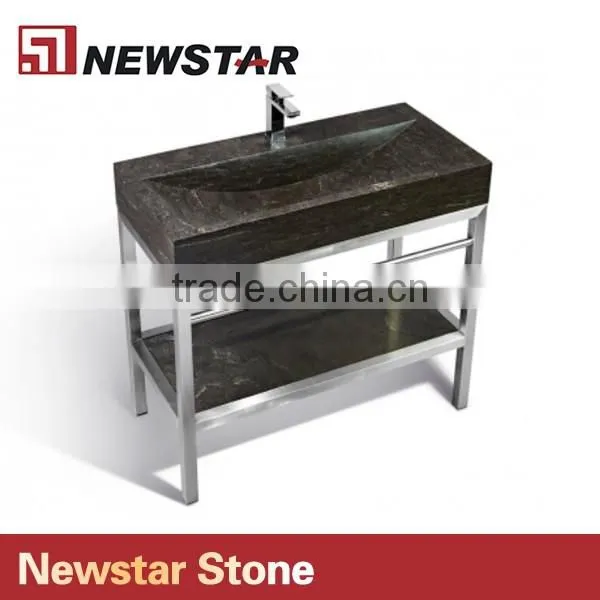 Vanity top with metal furniture base