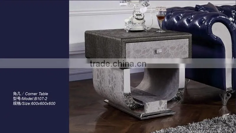 Modern stylish Stainless steel tea/center/coffee table with two cabinet