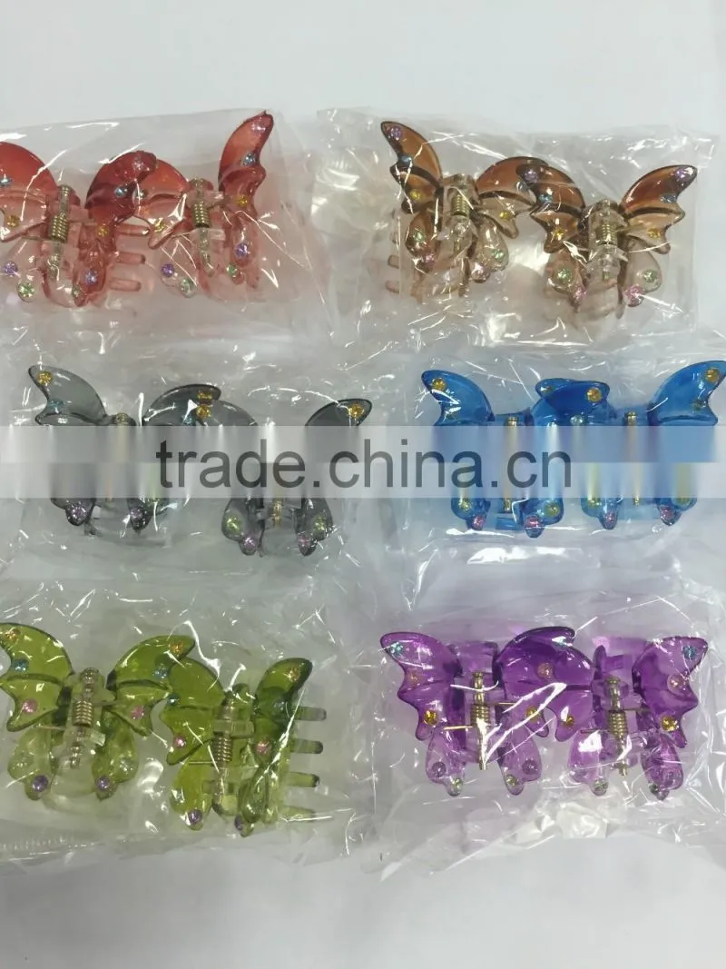 Women Hair Accessories Plastic Colorful Butterfly Hair Clip Wholesale Hot selling