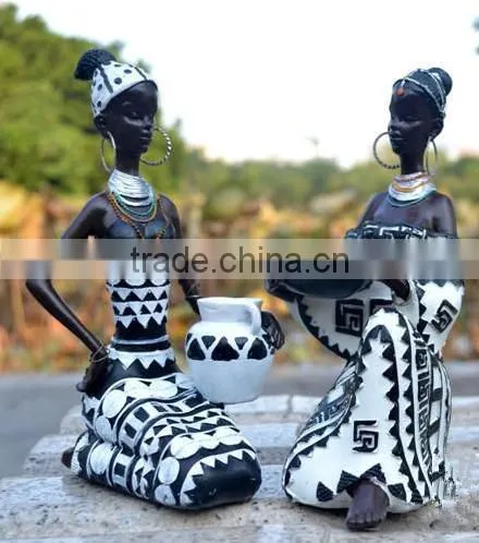 Carving Resin Sexy Black Woman Resin Sculpture For Sale