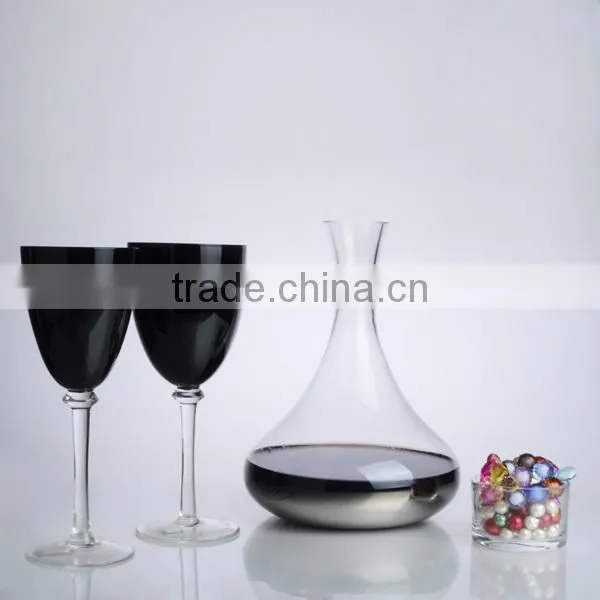 2016newest print the blue 1L glass decanter with 400ML glass water color wine glass set