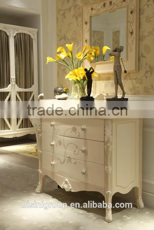BISINI new arrival kids handmade french painted wooden console cabinet with drawer