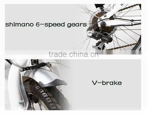 20 inch Mini folding Electric Bike consealed lithium battery ebike with disc Brake white color