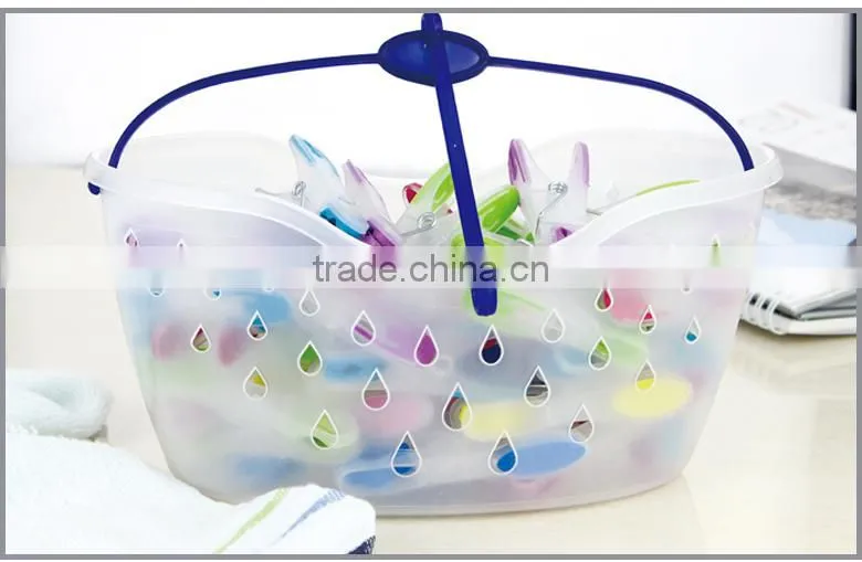 XYB9903 food grade strong plastic basket with clothes pegs/clips/pins