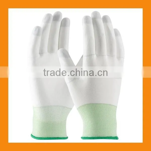 Fluorescent Green PU Palm Coated Garden Builders Grip Gloves
