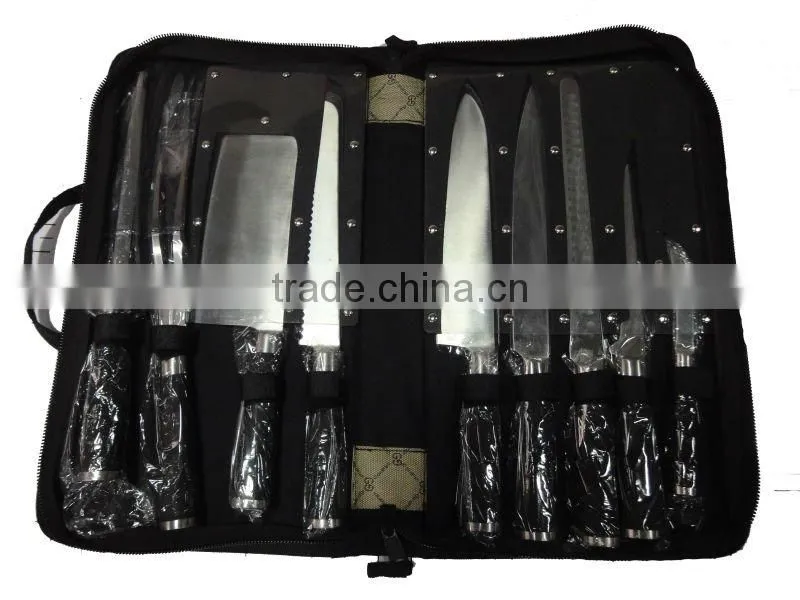 9 pieces stainless steel kitchen knife sharpener set in Nylon case
